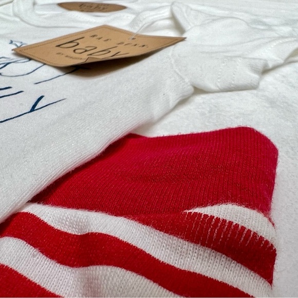 Rae Dunn New Baby Onesie Set MY FIRST 4th OF JULY Red White Blue 3 to 6 Months - Picture 9 of 17